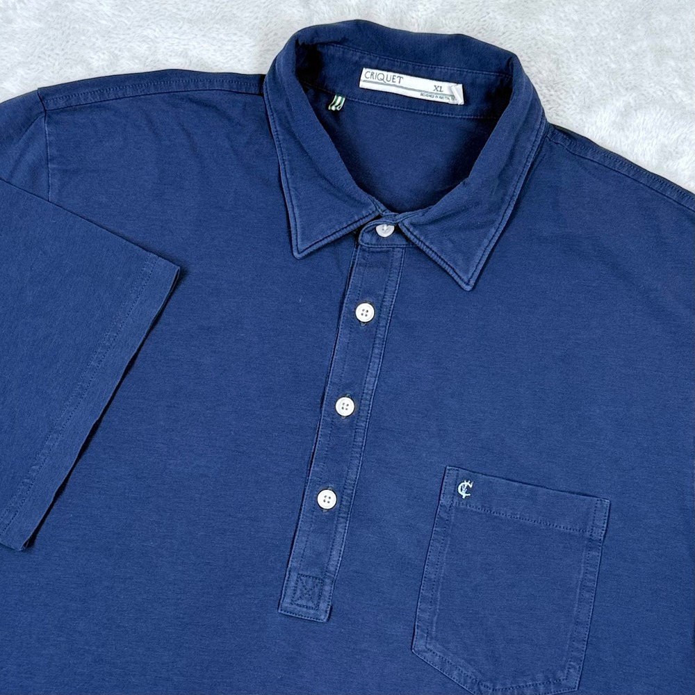 Criquet Players Polo Shirt Mens XL Navy Blue Pima Cotton Stretch Short Sleeve